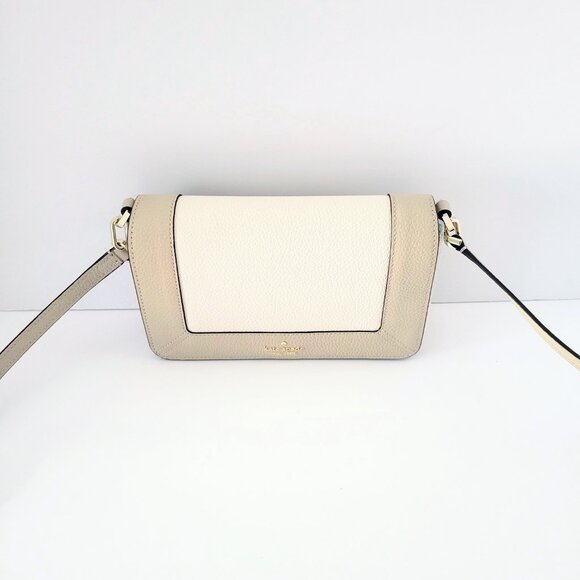 Kate Spade KH792 Lena Colorblock Pebbled Small Flap Crossbody Handbag Light Sand - Picture 2 of 6